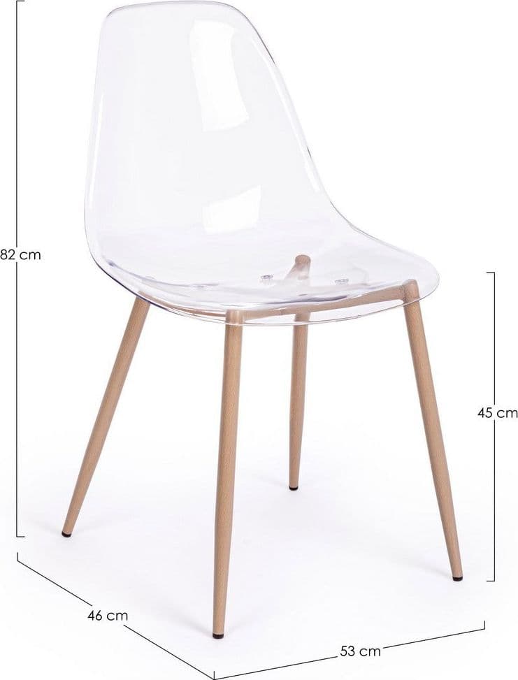 Sedia "Mandy" con gambe in acciaio verniciate effetto legno naturale, per arredo interno 53 x 46 x h 82 cm in Sedie Decor Space - Altamura, commercioVirtuoso.it