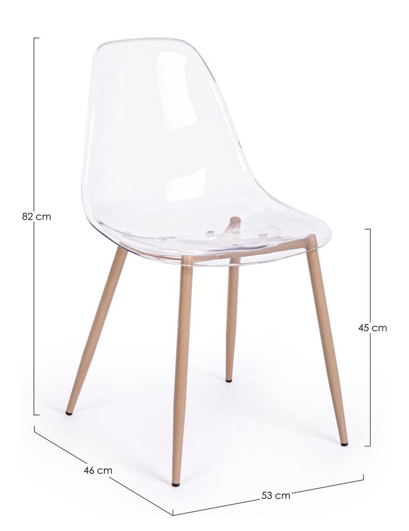 Sedia "Mandy" con gambe in acciaio verniciate effetto legno naturale, per arredo interno 53 x 46 x h 82 cm in Sedie Decor Space - Altamura, commercioVirtuoso.it