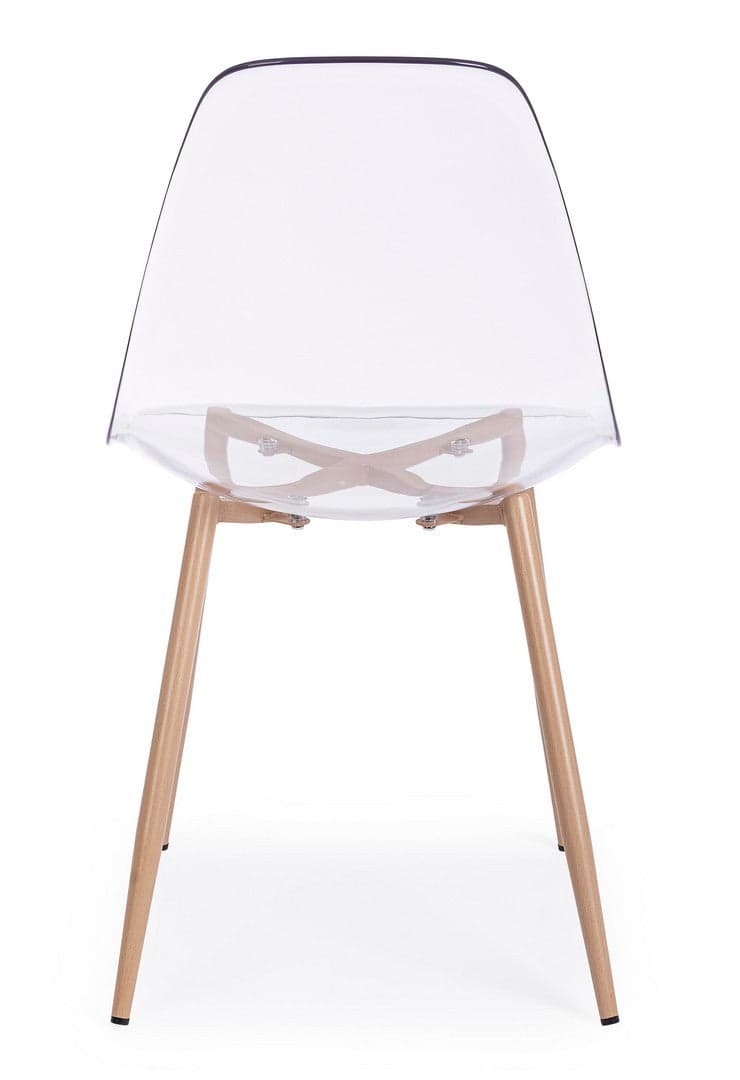 Sedia "Mandy" con gambe in acciaio verniciate effetto legno naturale, per arredo interno 53 x 46 x h 82 cm in Sedie Decor Space - Altamura, commercioVirtuoso.it