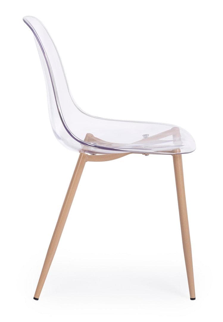 Sedia "Mandy" con gambe in acciaio verniciate effetto legno naturale, per arredo interno 53 x 46 x h 82 cm in Sedie Decor Space - Altamura, commercioVirtuoso.it