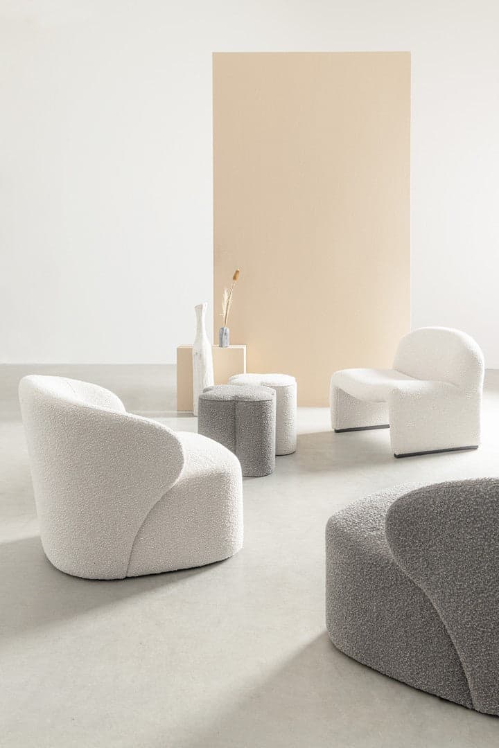 Poltrona Pouf "Cointa" per interno, con struttura in legno di pino e compensato da 40x40x45 cm in Ottomane e poggiapiedi Decor Space - Altamura, commercioVirtuoso.it