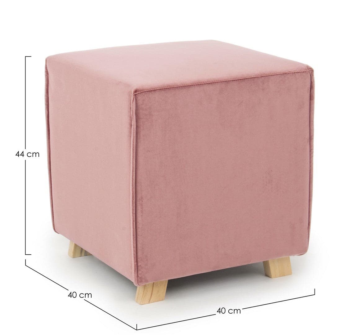 Poltrona Pouf "Adeline" per interno, con struttura in legno di pino e mdf da 40x40x44cm in Ottomane e poggiapiedi Decor Space - Altamura, commercioVirtuoso.it