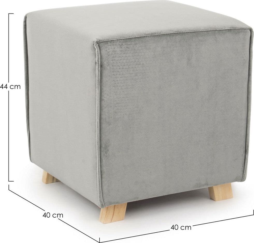 Poltrona Pouf "Adeline" per interno, con struttura in legno di pino e mdf da 40x40x44cm in Ottomane e poggiapiedi Decor Space - Altamura, commercioVirtuoso.it