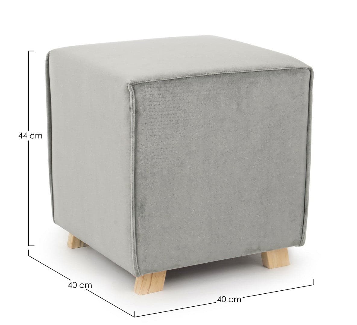 Poltrona Pouf "Adeline" per interno, con struttura in legno di pino e mdf da 40x40x44cm in Ottomane e poggiapiedi Decor Space - Altamura, commercioVirtuoso.it