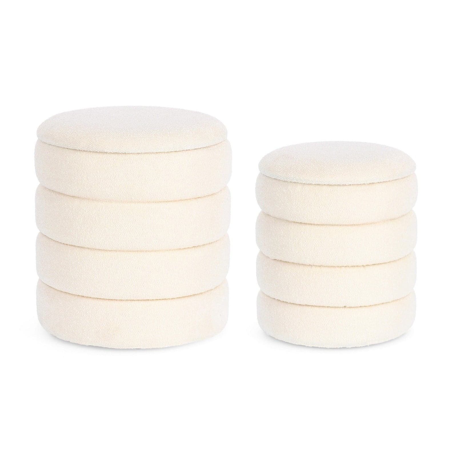 Poltrona Pouf "Katernina" per interno, con rivestimento effetto bouclé Set da 2 pezzi in Ottomane e poggiapiedi Decor Space - Altamura, commercioVirtuoso.it