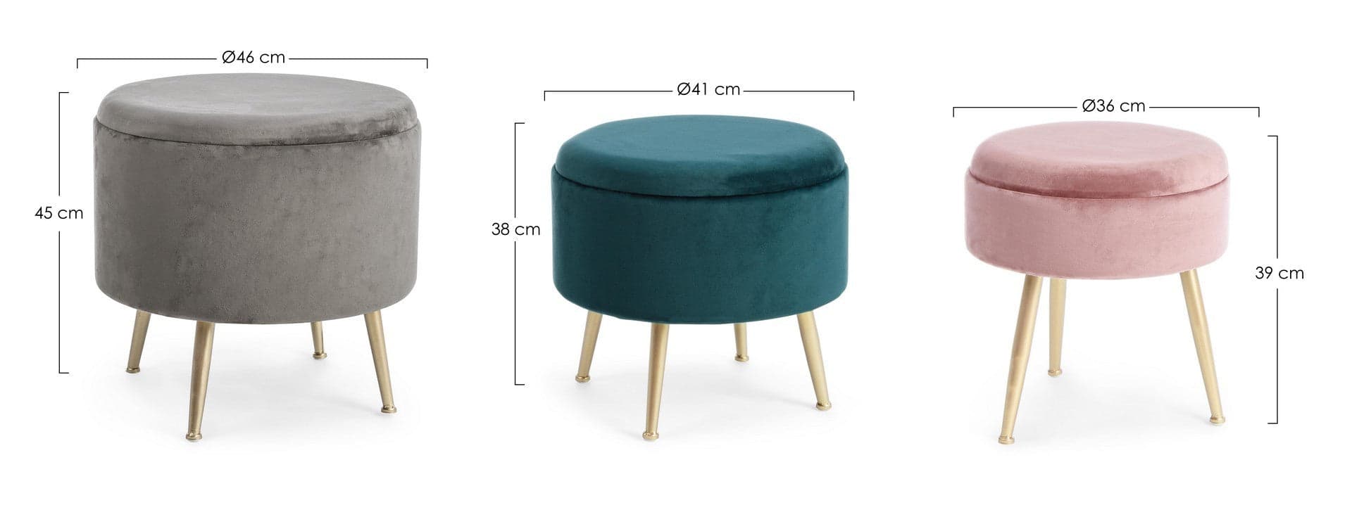 Poltrona Pouf "Polina" per interno, con struttura in mdf set da 3 pezzi in Ottomane e poggiapiedi Decor Space - Altamura, commercioVirtuoso.it