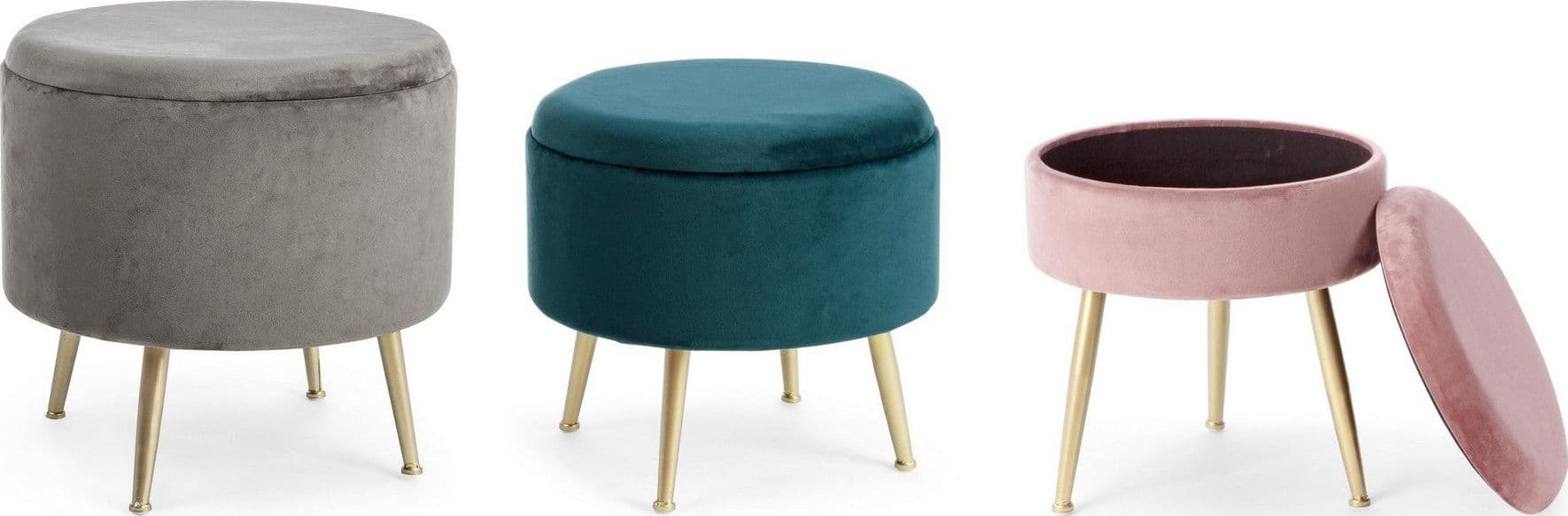 Poltrona Pouf "Polina" per interno, con struttura in mdf set da 3 pezzi in Ottomane e poggiapiedi Decor Space - Altamura, commercioVirtuoso.it