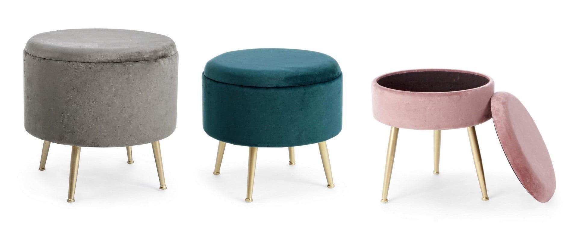 Poltrona Pouf "Polina" per interno, con struttura in mdf set da 3 pezzi in Ottomane e poggiapiedi Decor Space - Altamura, commercioVirtuoso.it