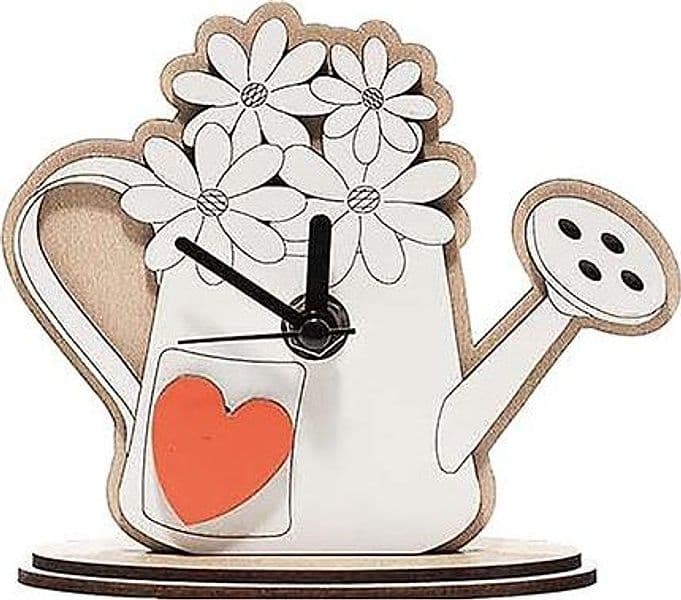 Orologio sagomato in legno mdf con applicazione personalizzabile. Misure cm. 14 x 12 h