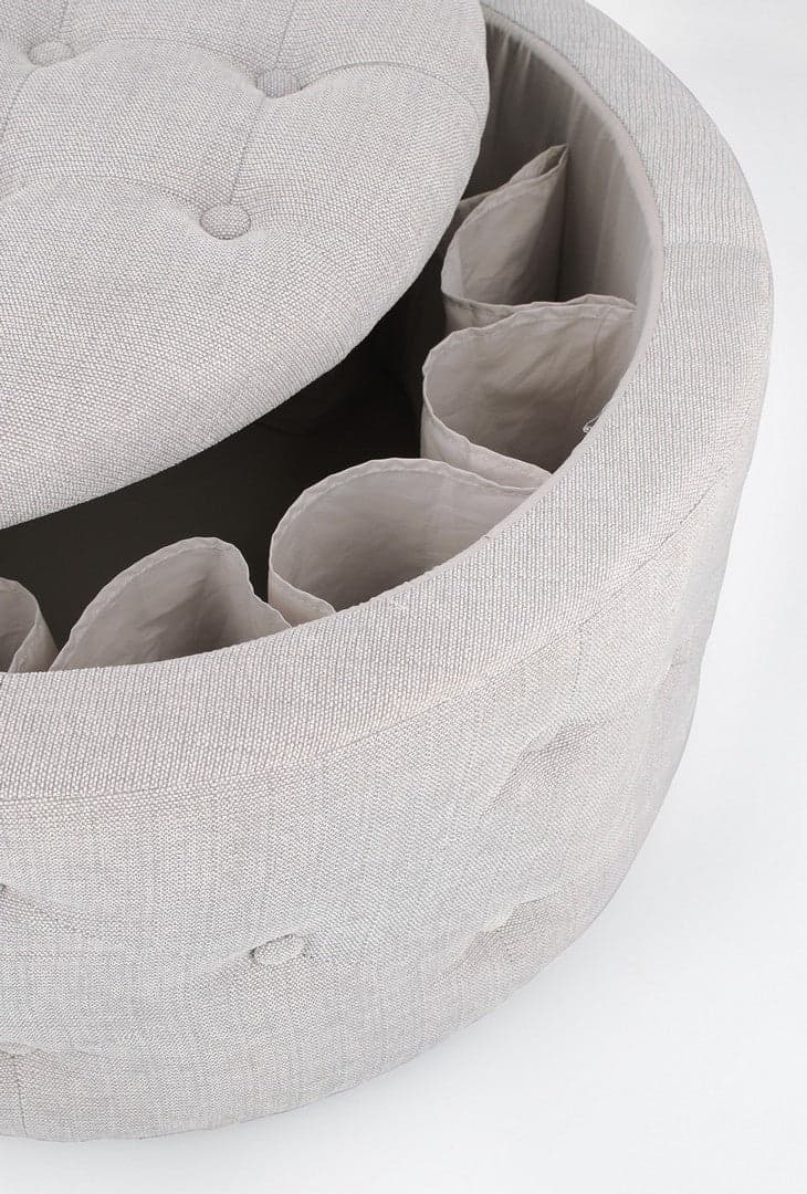 Poltrona Pouf "Ernestine" per interno, con struttura in legno di pino e mdf da Ø70 x 40h cm in Ottomane e poggiapiedi Decor Space - Altamura, commercioVirtuoso.it