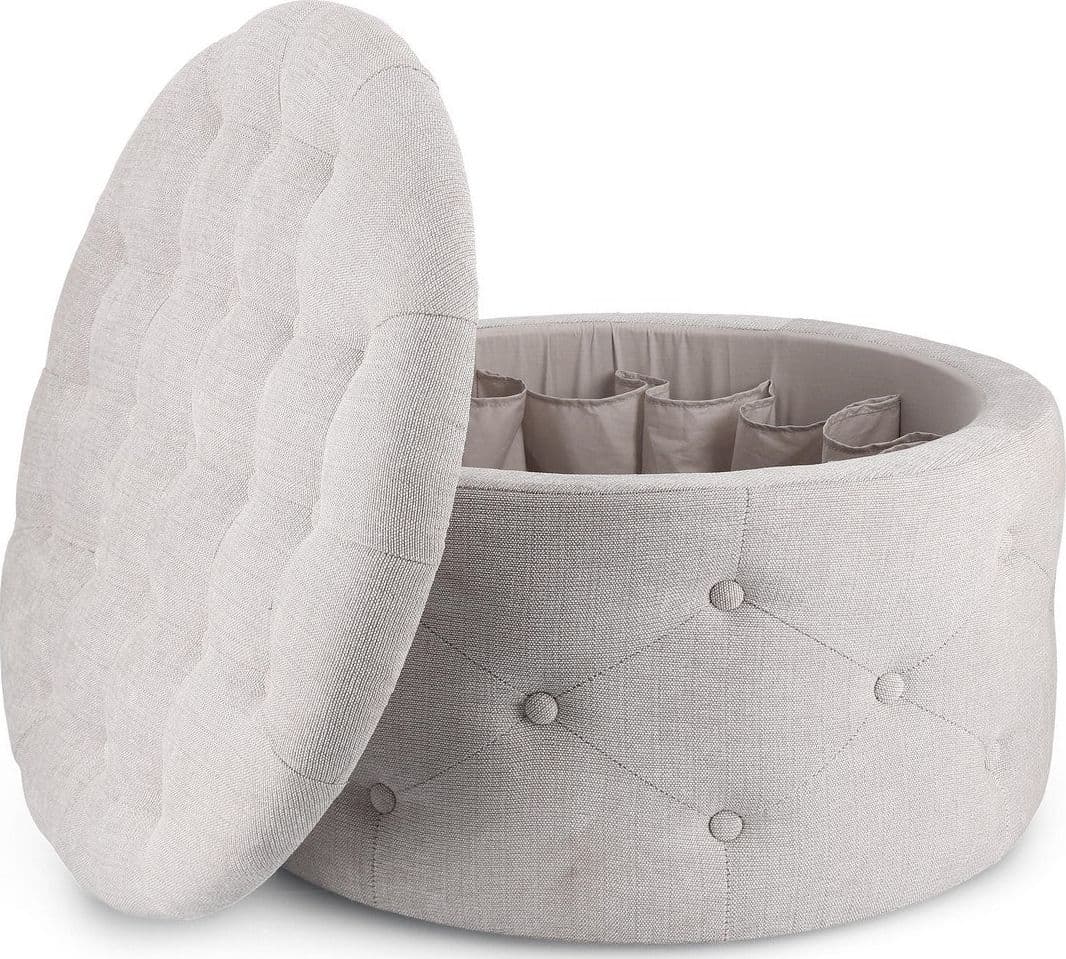 Poltrona Pouf "Ernestine" per interno, con struttura in legno di pino e mdf da Ø70 x 40h cm in Ottomane e poggiapiedi Decor Space - Altamura, commercioVirtuoso.it