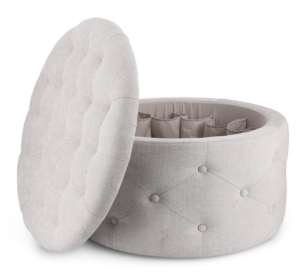Poltrona Pouf "Ernestine" per interno, con struttura in legno di pino e mdf da Ø70 x 40h cm in Ottomane e poggiapiedi Decor Space - Altamura, commercioVirtuoso.it