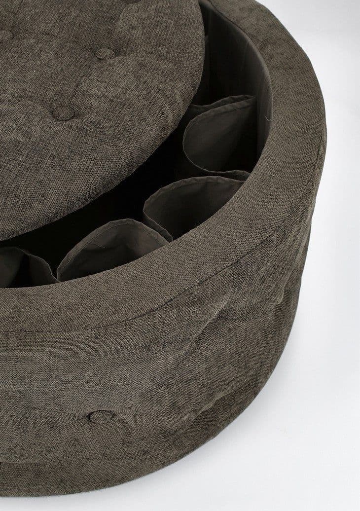 Poltrona Pouf "Ernestine" per interno, con struttura in legno di pino e mdf da Ø70 x 40h cm in Ottomane e poggiapiedi Decor Space - Altamura, commercioVirtuoso.it