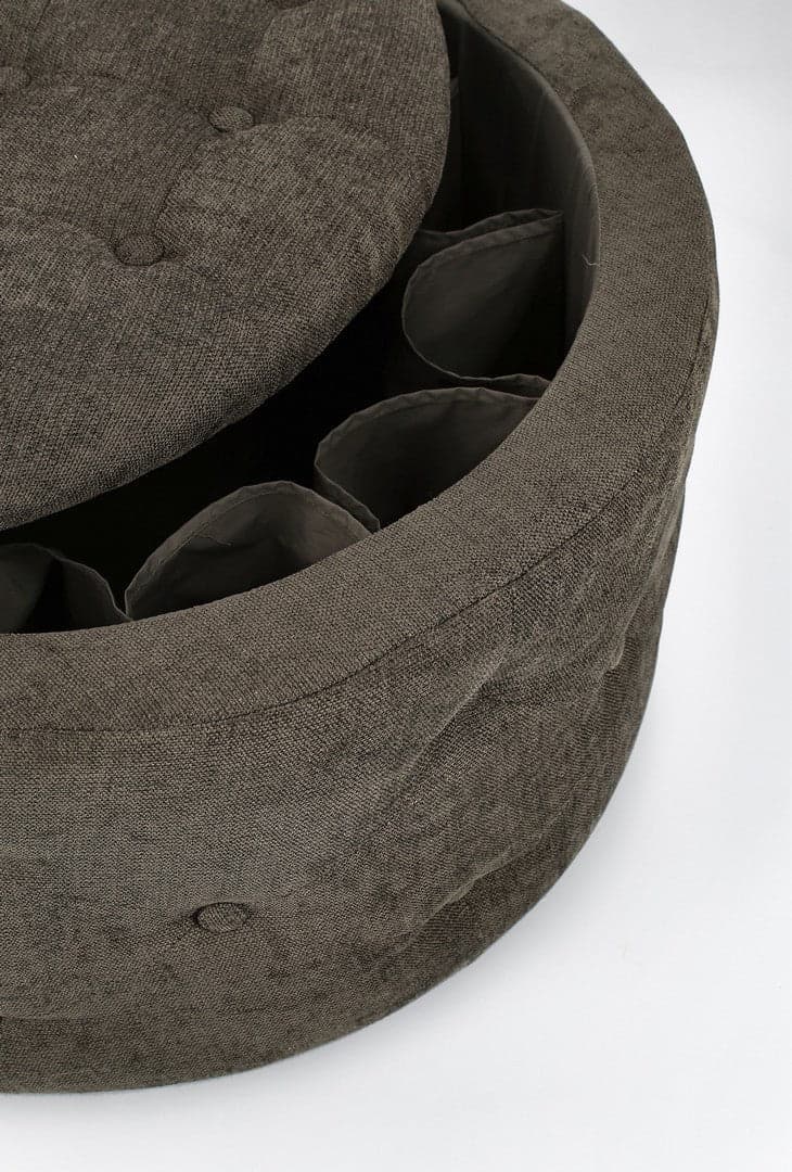 Poltrona Pouf "Ernestine" per interno, con struttura in legno di pino e mdf da Ø70 x 40h cm in Ottomane e poggiapiedi Decor Space - Altamura, commercioVirtuoso.it