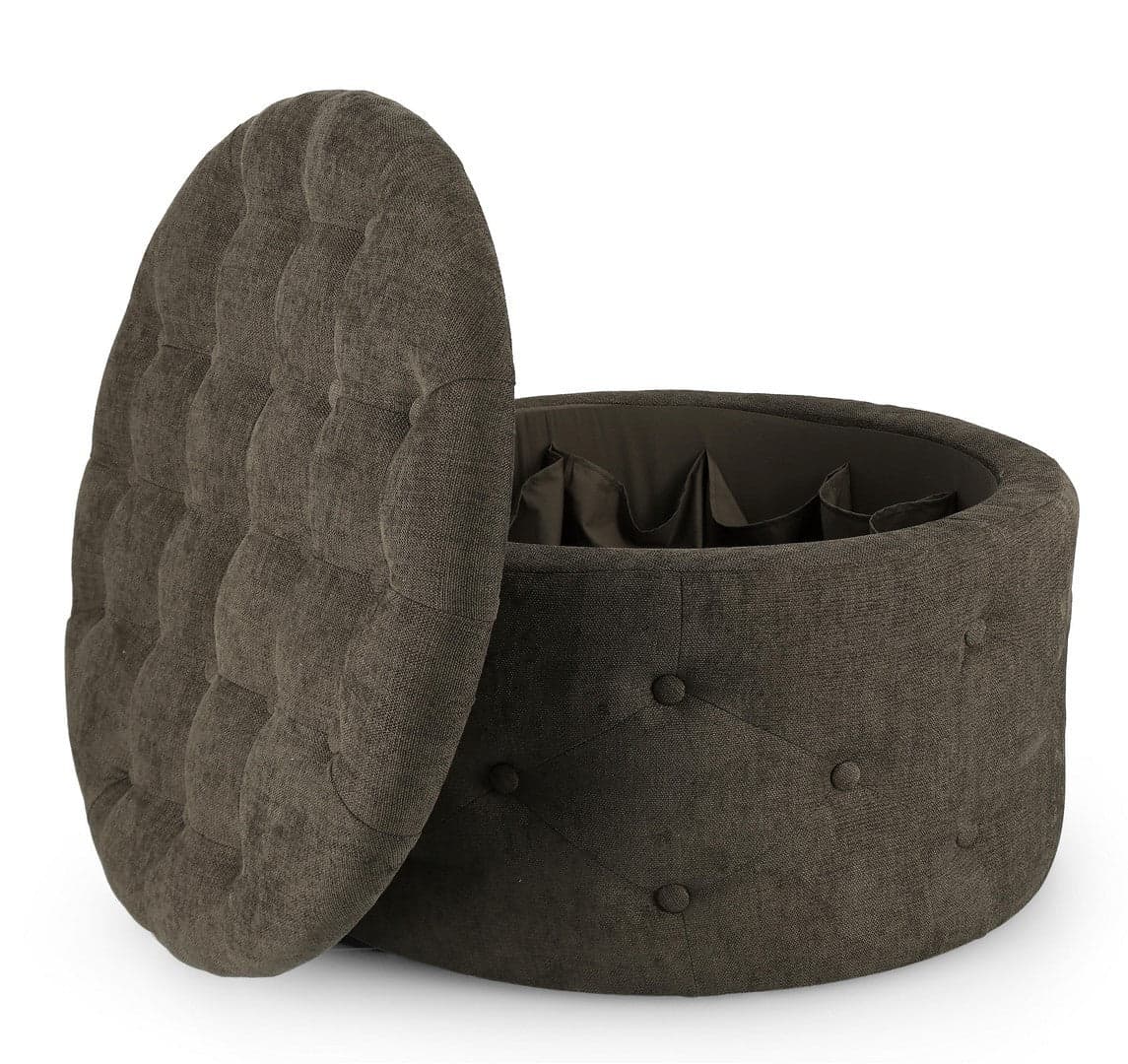 Poltrona Pouf "Ernestine" per interno, con struttura in legno di pino e mdf da Ø70 x 40h cm in Ottomane e poggiapiedi Decor Space - Altamura, commercioVirtuoso.it