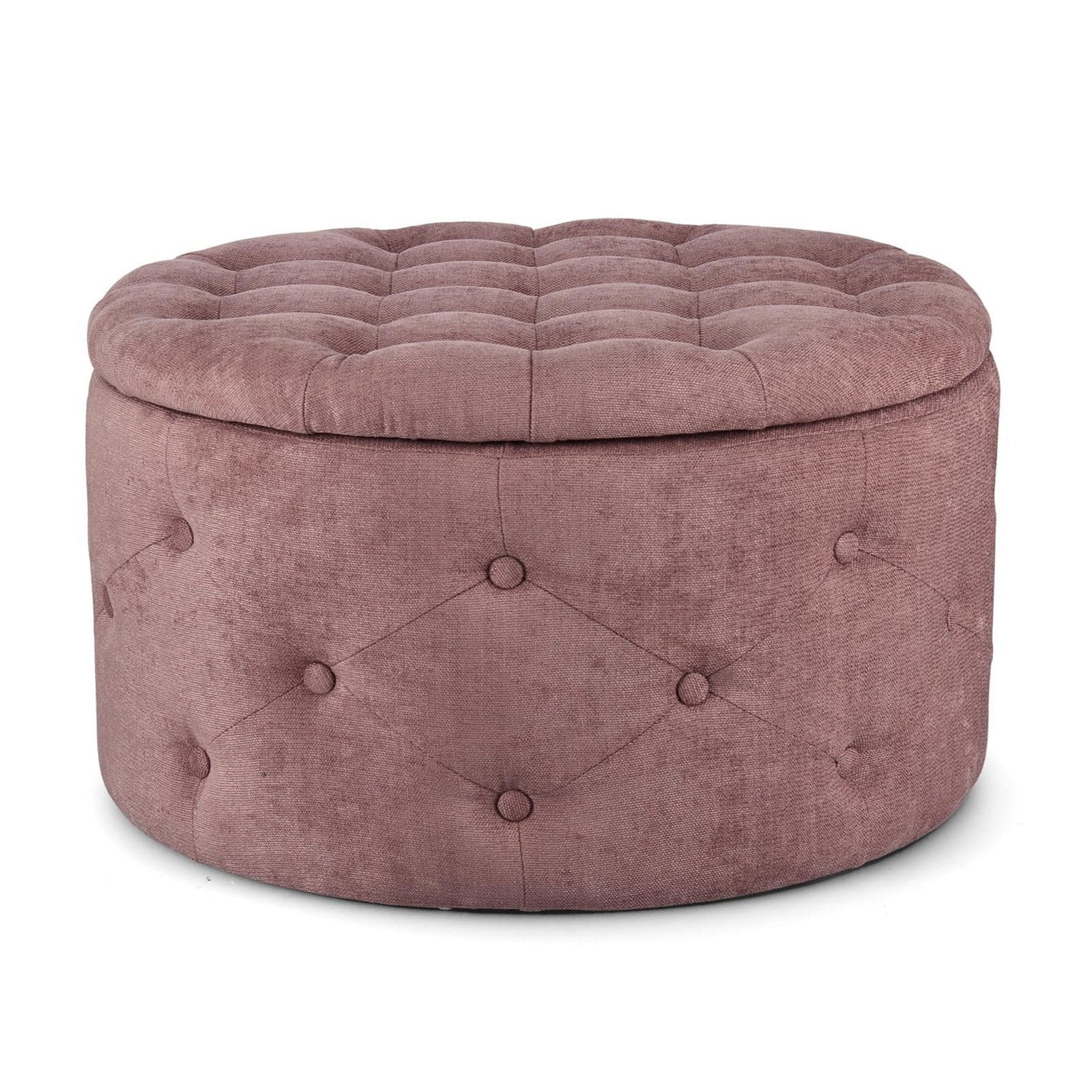 Poltrona Pouf "Ernestine" per interno, con struttura in legno di pino e mdf da Ø70 x 40h cm in Ottomane e poggiapiedi Decor Space - Altamura, commercioVirtuoso.it