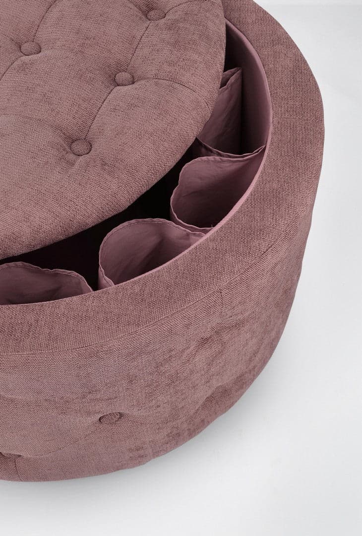 Poltrona Pouf "Ernestine" per interno, con struttura in legno di pino e mdf da Ø70 x 40h cm in Ottomane e poggiapiedi Decor Space - Altamura, commercioVirtuoso.it