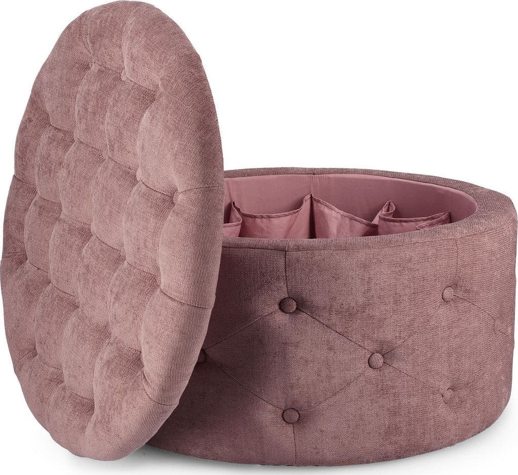 Poltrona Pouf "Ernestine" per interno, con struttura in legno di pino e mdf da Ø70 x 40h cm in Ottomane e poggiapiedi Decor Space - Altamura, commercioVirtuoso.it