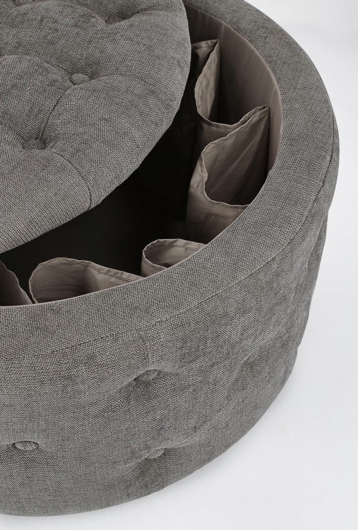 Poltrona Pouf "Ernestine" per interno, con struttura in legno di pino e mdf da Ø70 x 40h cm in Ottomane e poggiapiedi Decor Space - Altamura, commercioVirtuoso.it