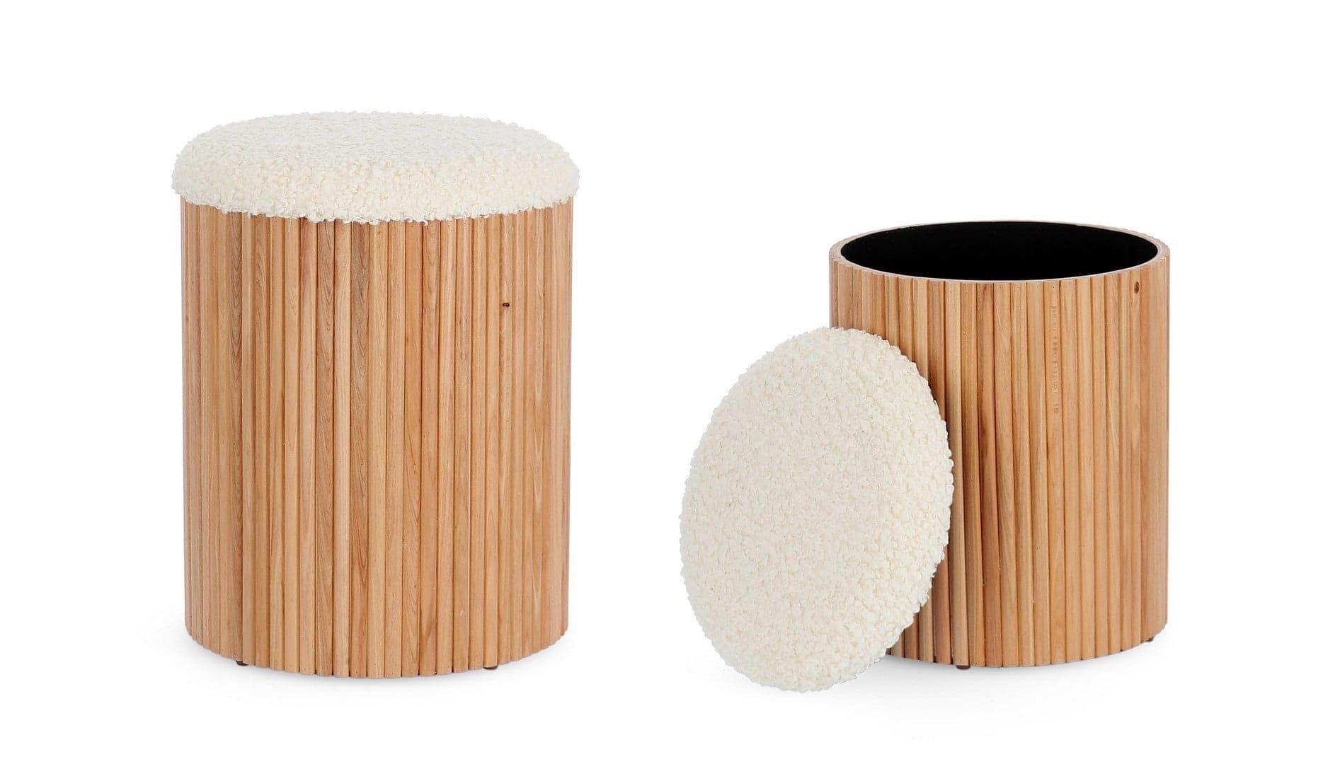 Poltrona Pouf "Neda" per interno, con struttura in mdf e compensato, set da 2 pezzi in Ottomane e poggiapiedi Decor Space - Altamura, commercioVirtuoso.it