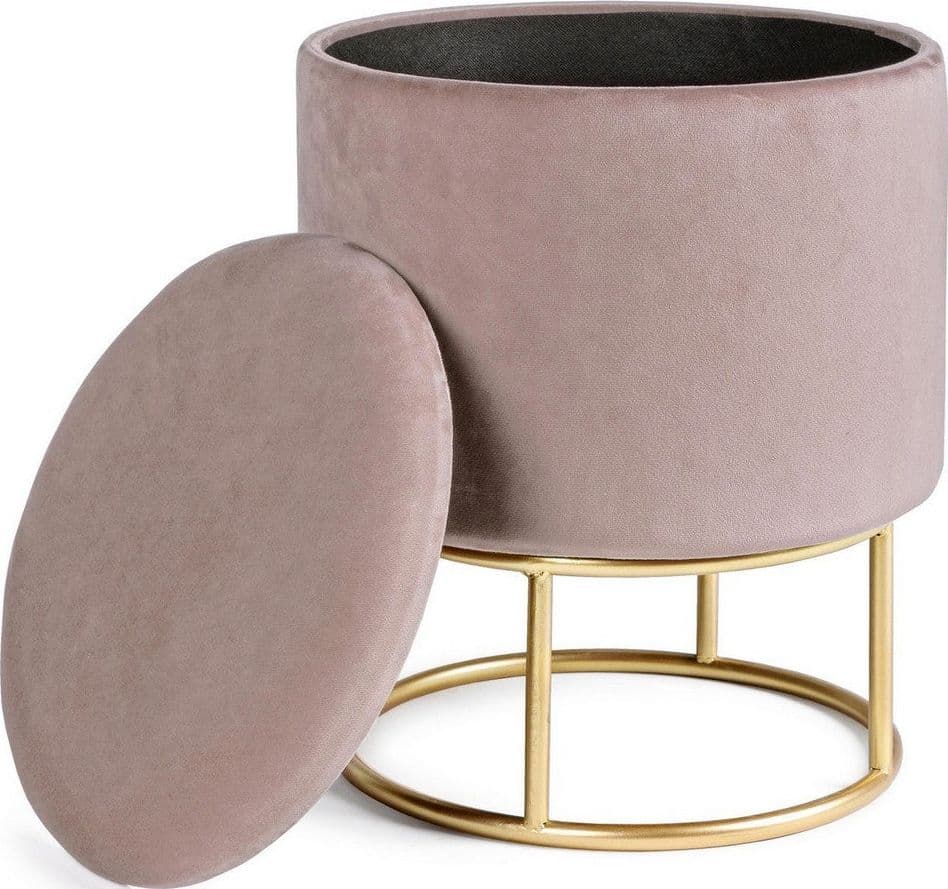 Poltrona Pouf "Polina" per interno, con struttura in mdf e compensato da Ø34.5x45h cm in Ottomane e poggiapiedi Decor Space - Altamura, commercioVirtuoso.it
