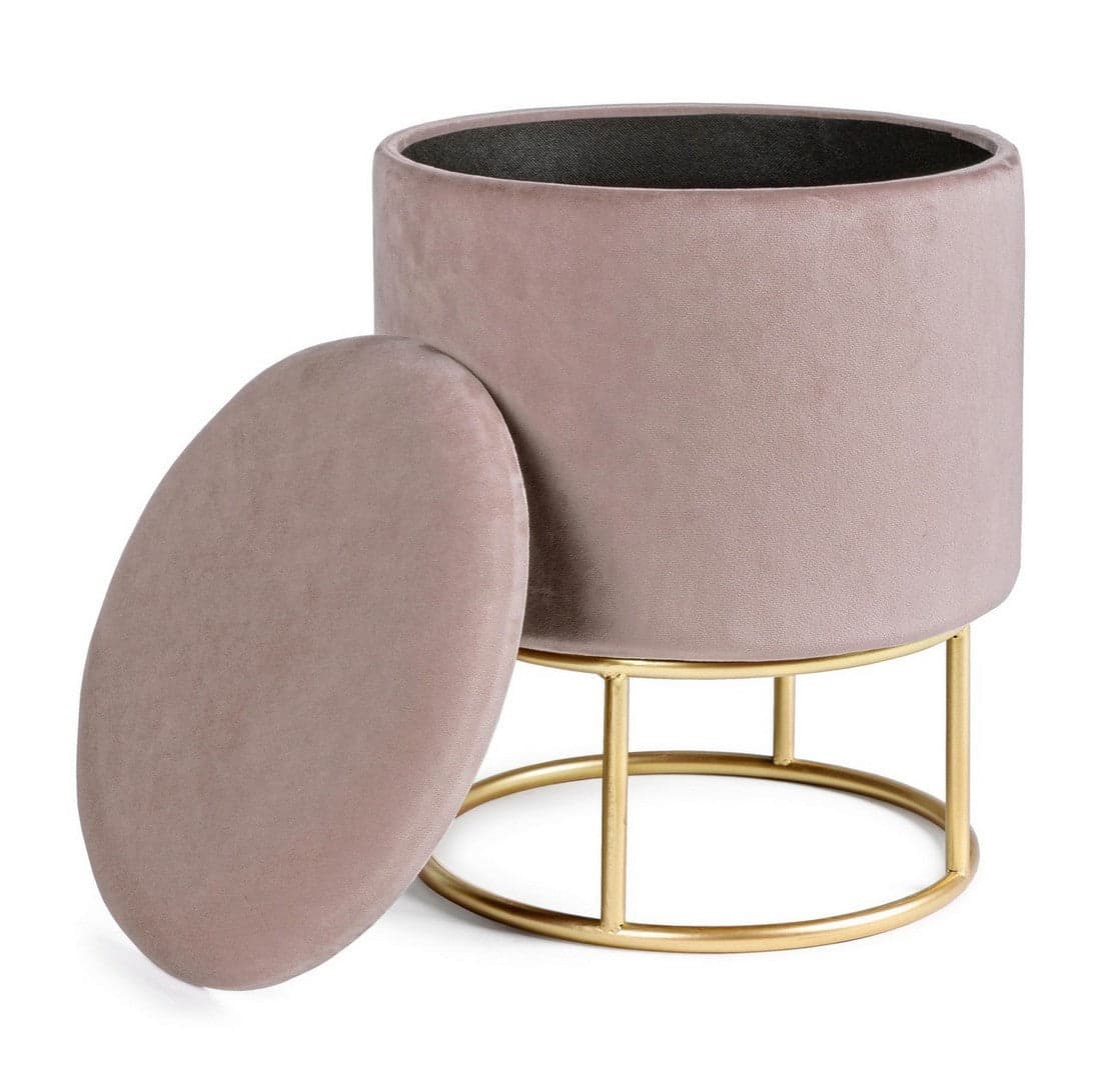 Poltrona Pouf "Polina" per interno, con struttura in mdf e compensato da Ø34.5x45h cm in Ottomane e poggiapiedi Decor Space - Altamura, commercioVirtuoso.it
