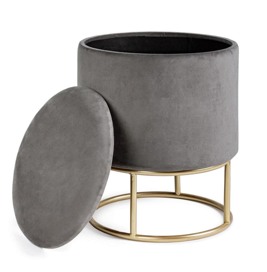 Poltrona Pouf "Polina" per interno, con struttura in mdf e compensato da Ø34.5x45h cm in Ottomane e poggiapiedi Decor Space - Altamura, commercioVirtuoso.it