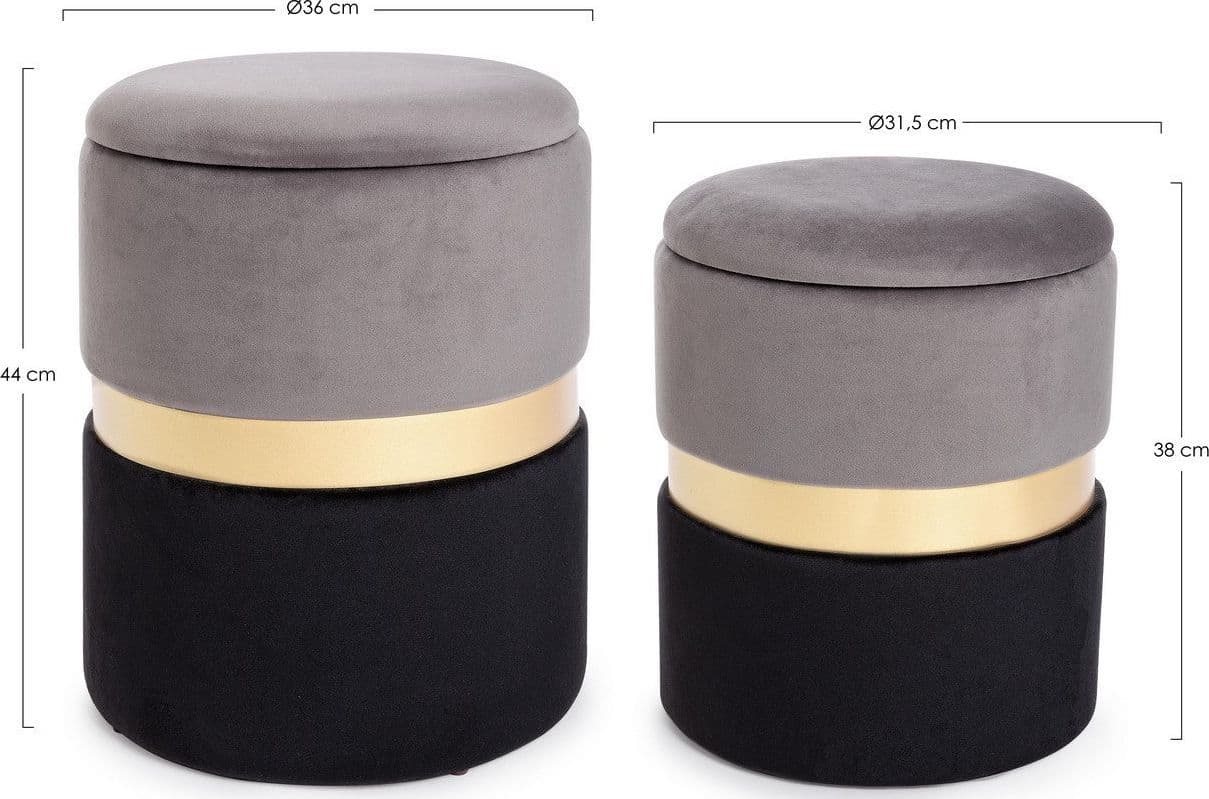 Poltrona Pouf "Pavlina" per interno, con struttura in mdf e compensato set da 2 pezzi in Ottomane e poggiapiedi Decor Space - Altamura, commercioVirtuoso.it