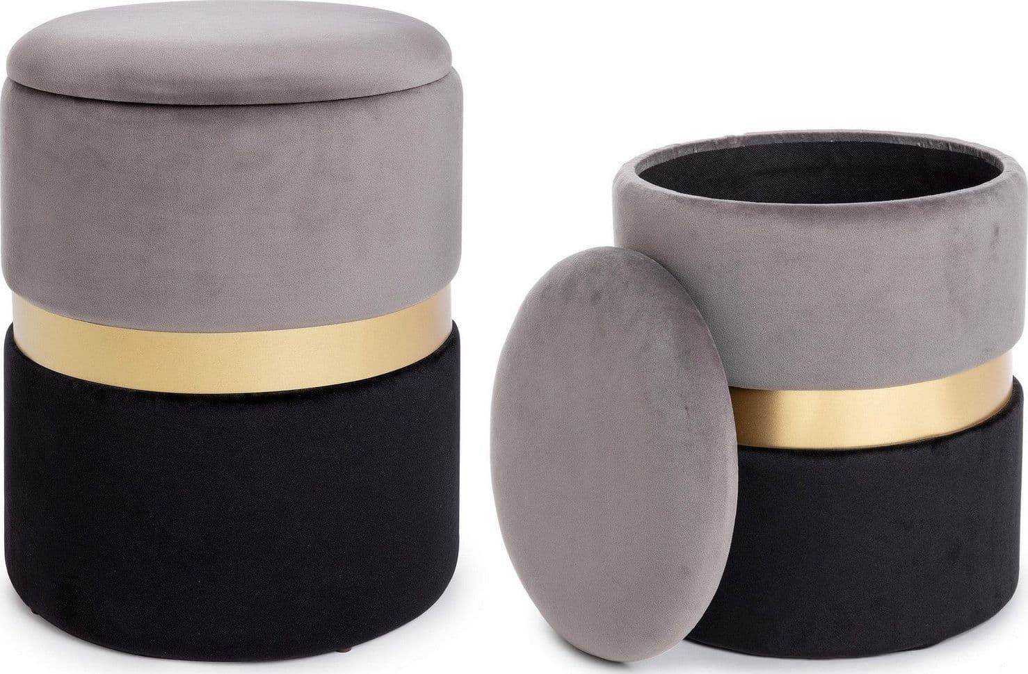 Poltrona Pouf "Pavlina" per interno, con struttura in mdf e compensato set da 2 pezzi in Ottomane e poggiapiedi Decor Space - Altamura, commercioVirtuoso.it