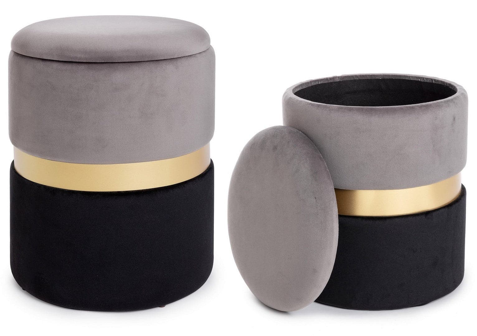 Poltrona Pouf "Pavlina" per interno, con struttura in mdf e compensato set da 2 pezzi in Ottomane e poggiapiedi Decor Space - Altamura, commercioVirtuoso.it