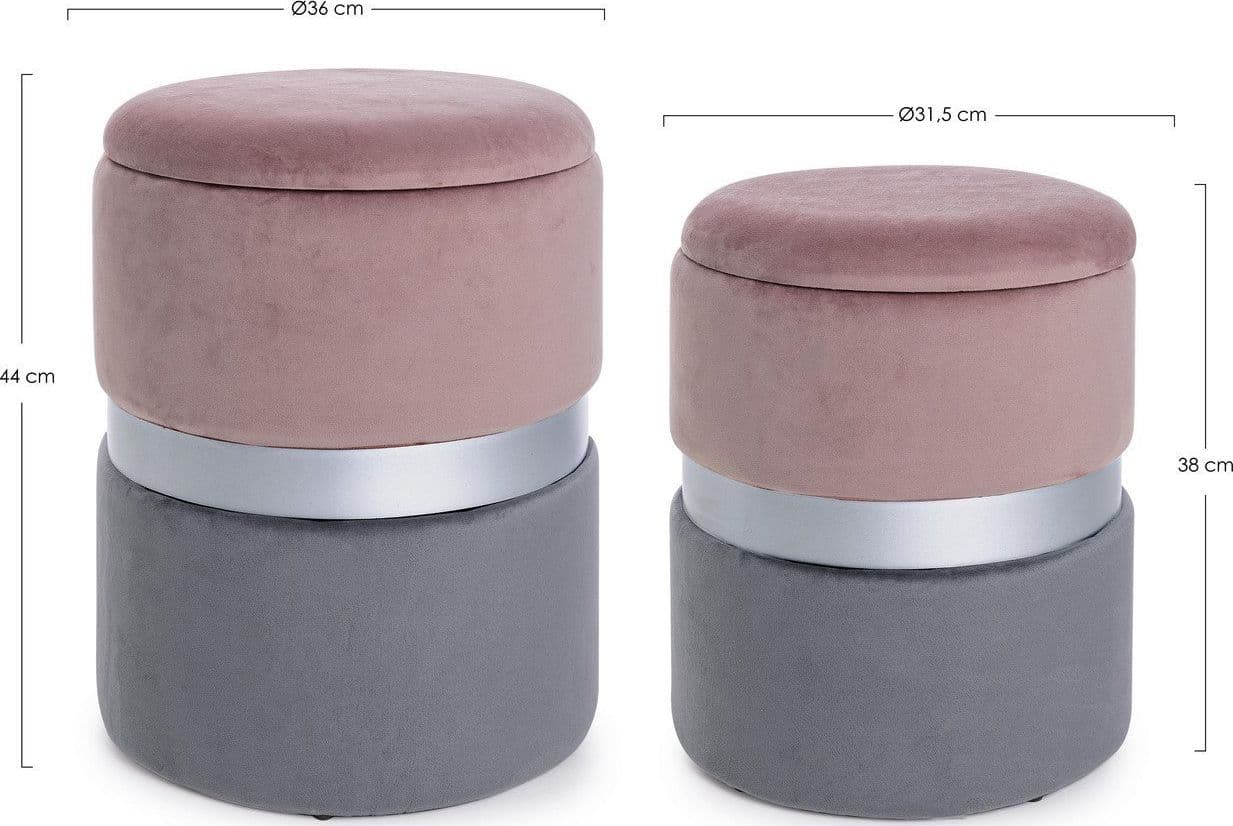 Poltrona Pouf "Pavlina" per interno, con struttura in mdf e compensato set da 2 pezzi - 21