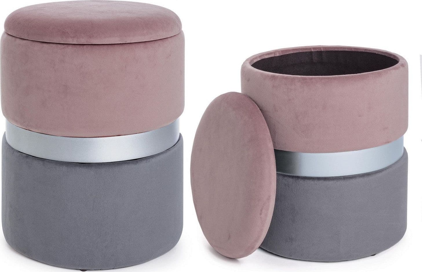Poltrona Pouf "Pavlina" per interno, con struttura in mdf e compensato set da 2 pezzi - 23