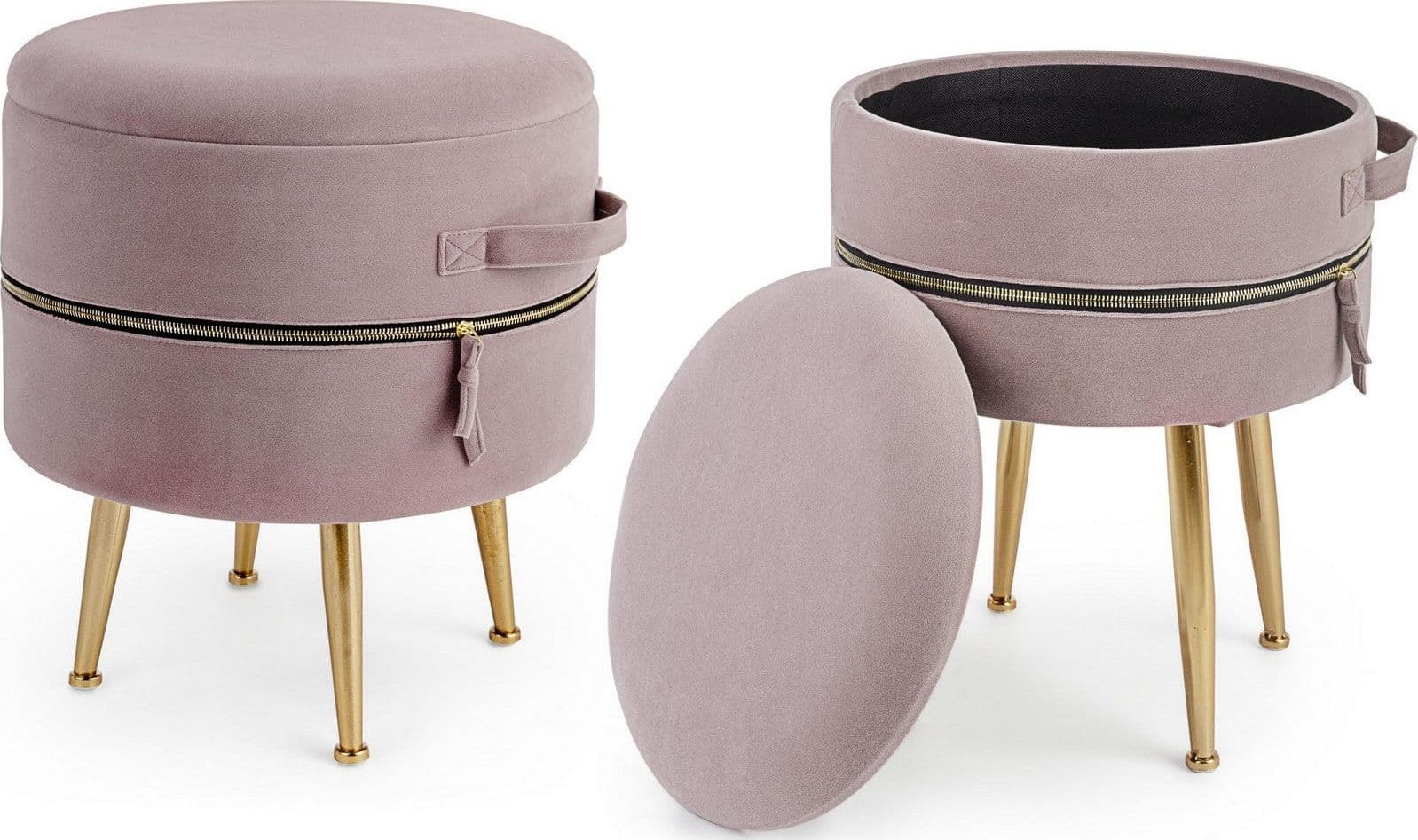 Poltrona Pouf "Pavlina" per interno, con struttura in mdf e compensato set da 2 pezzi in Ottomane e poggiapiedi Decor Space - Altamura, commercioVirtuoso.it