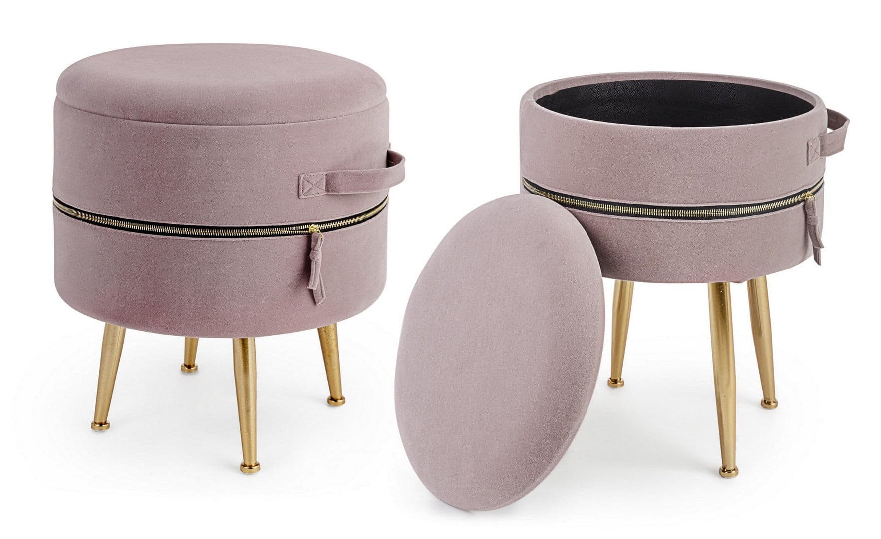 Poltrona Pouf "Pavlina" per interno, con struttura in mdf e compensato set da 2 pezzi in Ottomane e poggiapiedi Decor Space - Altamura, commercioVirtuoso.it