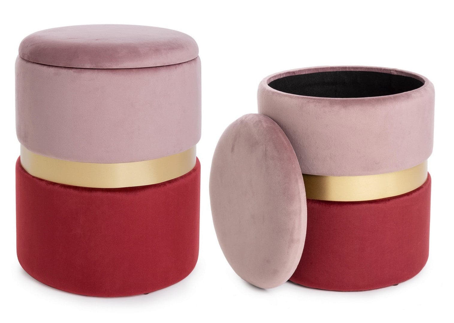 Poltrona Pouf "Pavlina" per interno, con struttura in mdf e compensato set da 2 pezzi in Ottomane e poggiapiedi Decor Space - Altamura, commercioVirtuoso.it