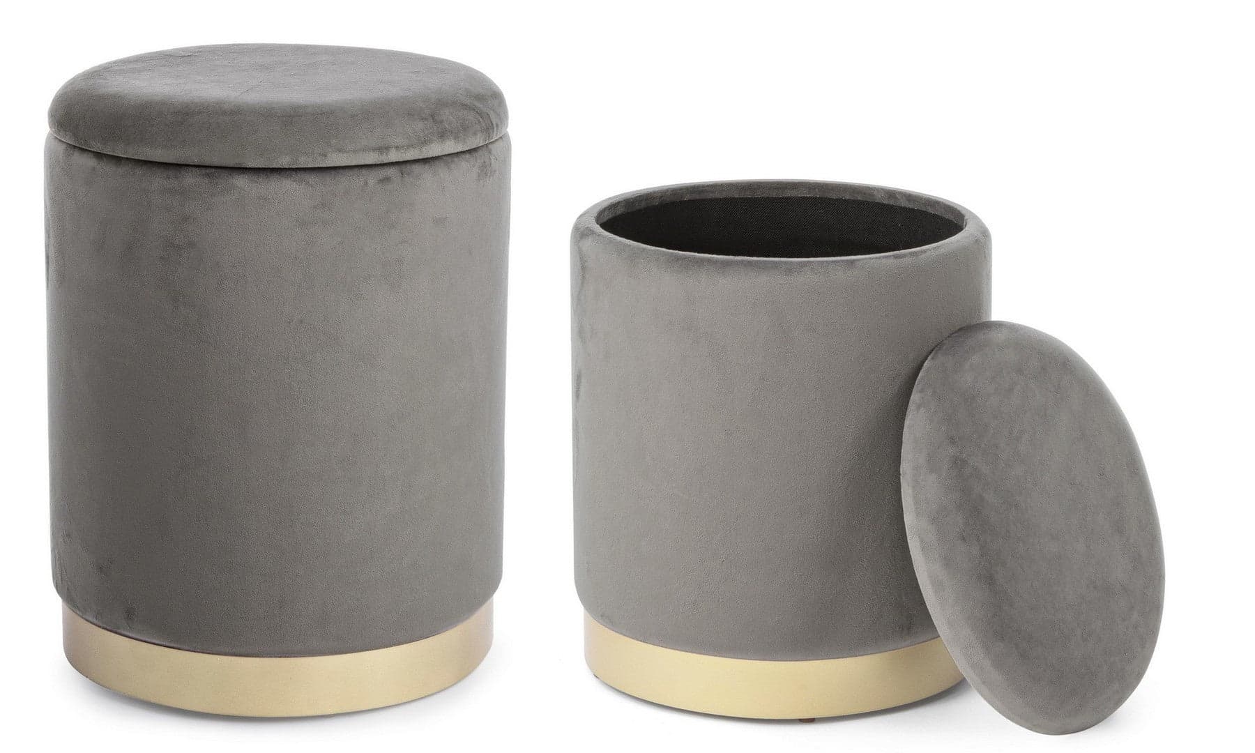 Poltrona Pouf "Polina" per interno, con struttura In mdf e compensato, Set da 2 pezzi in Ottomane e poggiapiedi Decor Space - Altamura, commercioVirtuoso.it