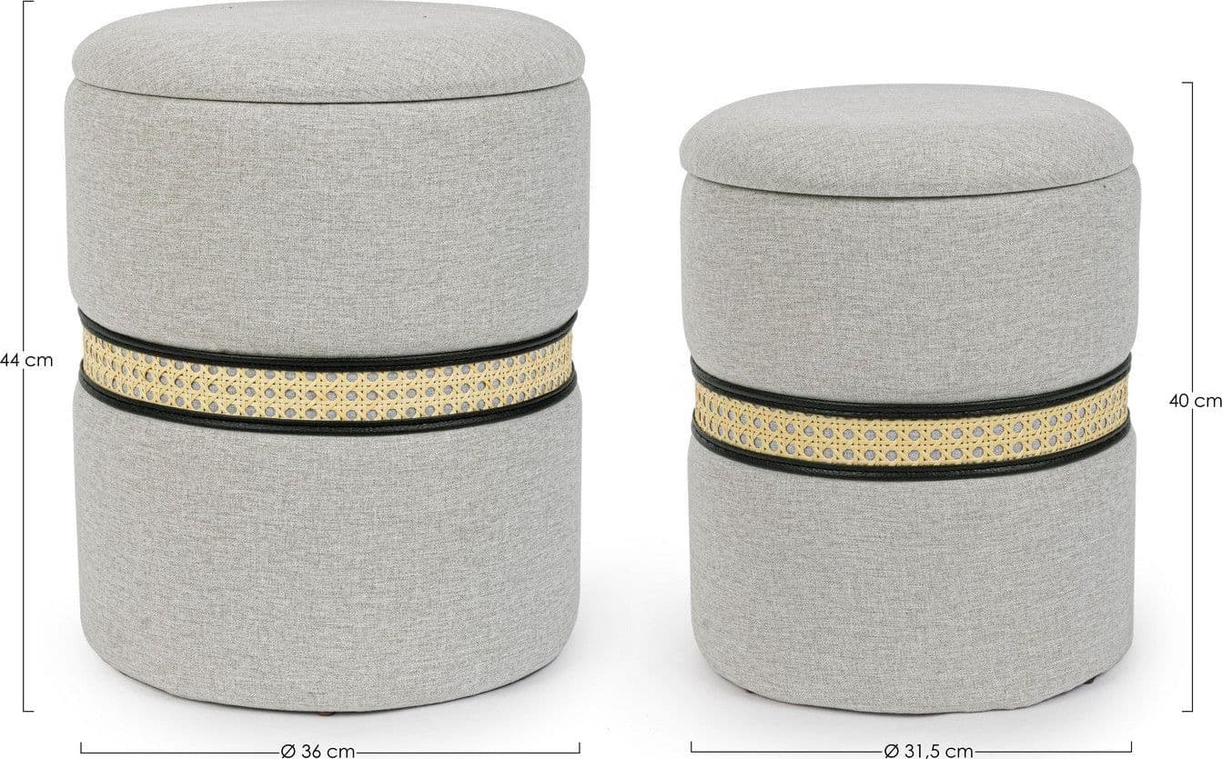 Poltrona Pouf "Karina" per interno, con struttura in mdf e compensato, set da 2 pezzi in Ottomane e poggiapiedi Decor Space - Altamura, commercioVirtuoso.it