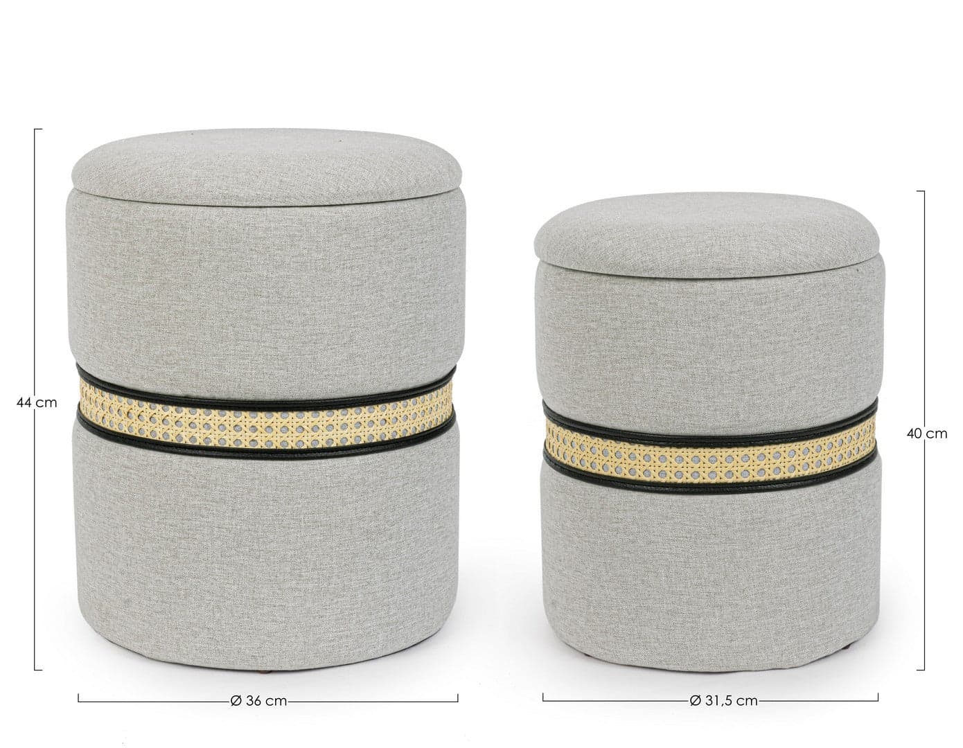 Poltrona Pouf "Karina" per interno, con struttura in mdf e compensato, set da 2 pezzi in Ottomane e poggiapiedi Decor Space - Altamura, commercioVirtuoso.it