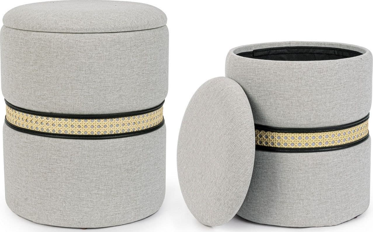 Poltrona Pouf "Karina" per interno, con struttura in mdf e compensato, set da 2 pezzi in Ottomane e poggiapiedi Decor Space - Altamura, commercioVirtuoso.it