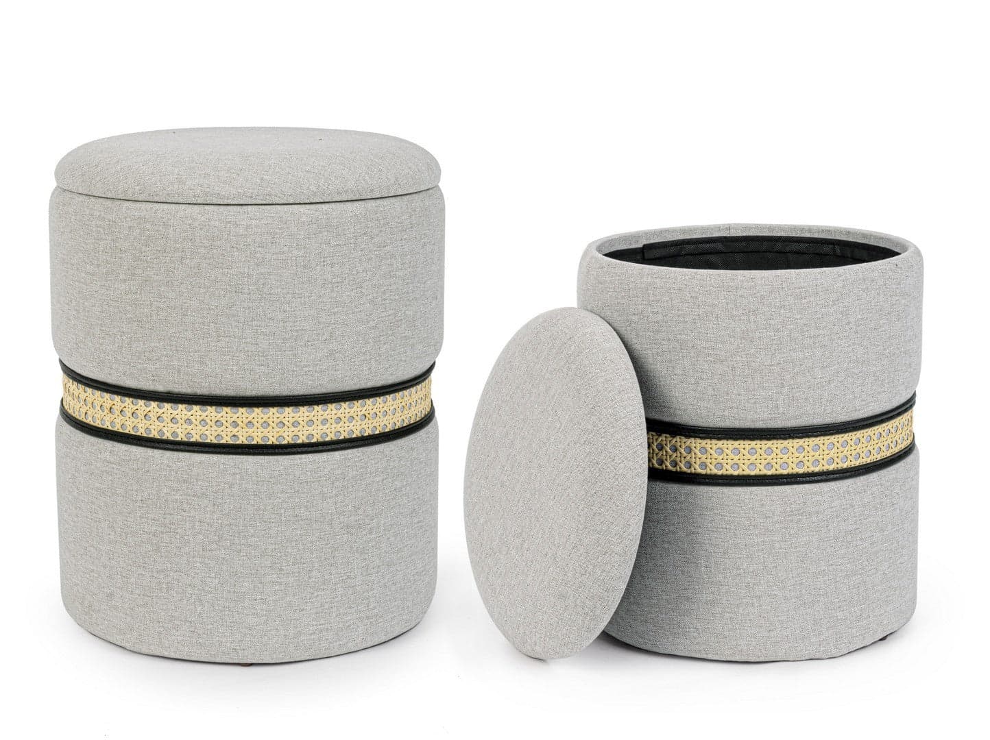 Poltrona Pouf "Karina" per interno, con struttura in mdf e compensato, set da 2 pezzi in Ottomane e poggiapiedi Decor Space - Altamura, commercioVirtuoso.it