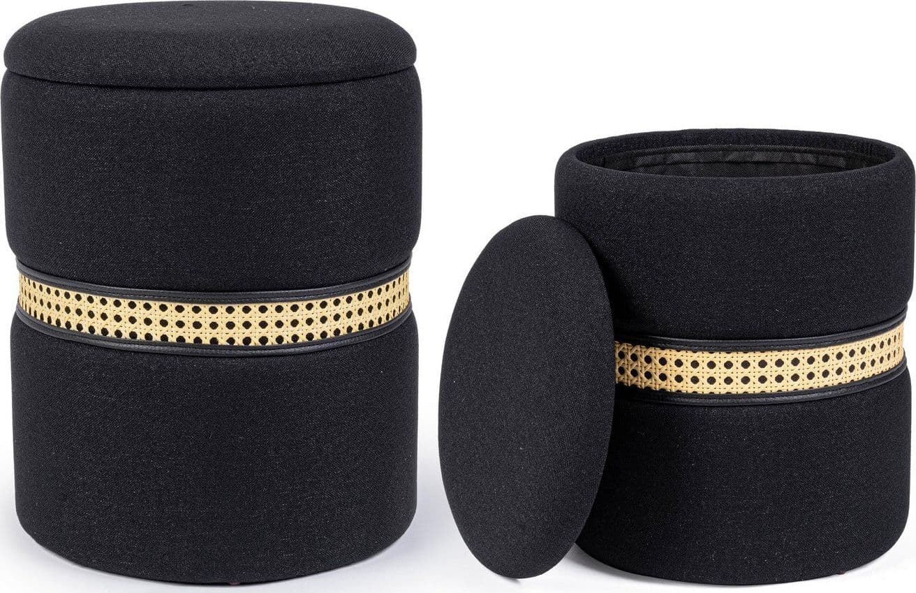 Poltrona Pouf "Karina" per interno, con struttura in mdf e compensato, set da 2 pezzi in Ottomane e poggiapiedi Decor Space - Altamura, commercioVirtuoso.it