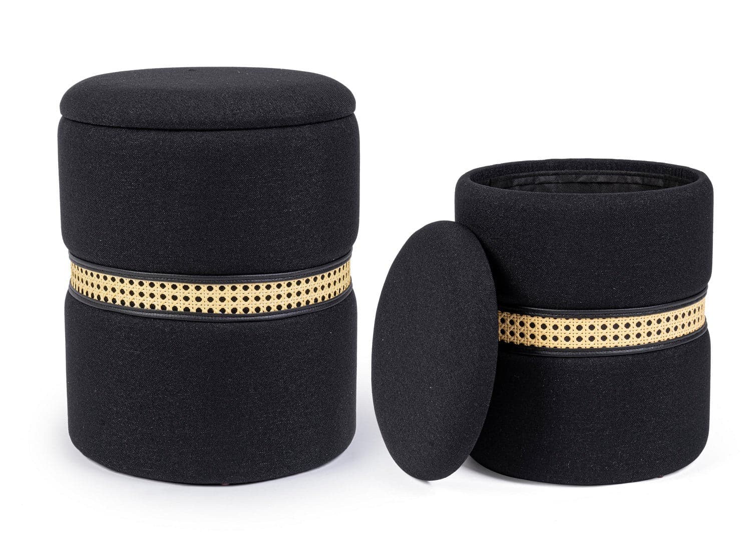 Poltrona Pouf "Karina" per interno, con struttura in mdf e compensato, set da 2 pezzi in Ottomane e poggiapiedi Decor Space - Altamura, commercioVirtuoso.it