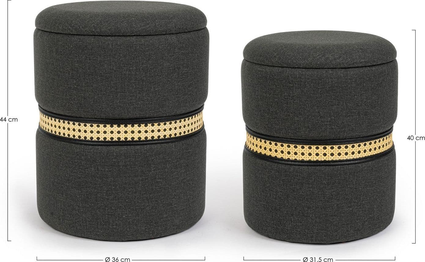 Poltrona Pouf "Karina" per interno, con struttura in mdf e compensato, set da 2 pezzi in Ottomane e poggiapiedi Decor Space - Altamura, commercioVirtuoso.it
