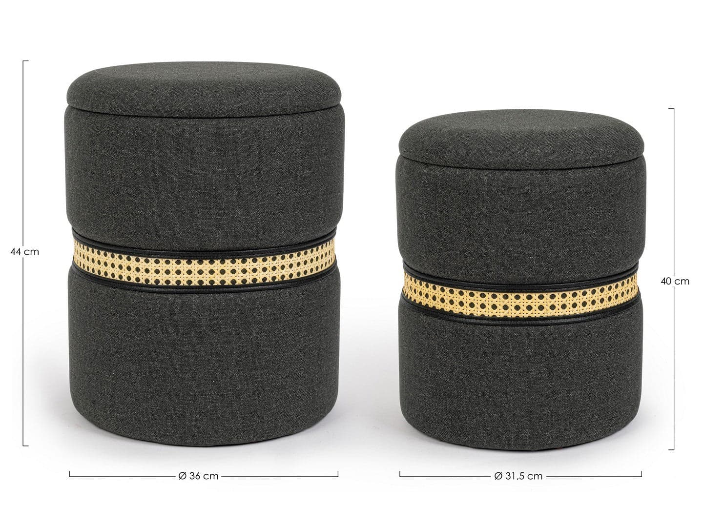 Poltrona Pouf "Karina" per interno, con struttura in mdf e compensato, set da 2 pezzi in Ottomane e poggiapiedi Decor Space - Altamura, commercioVirtuoso.it
