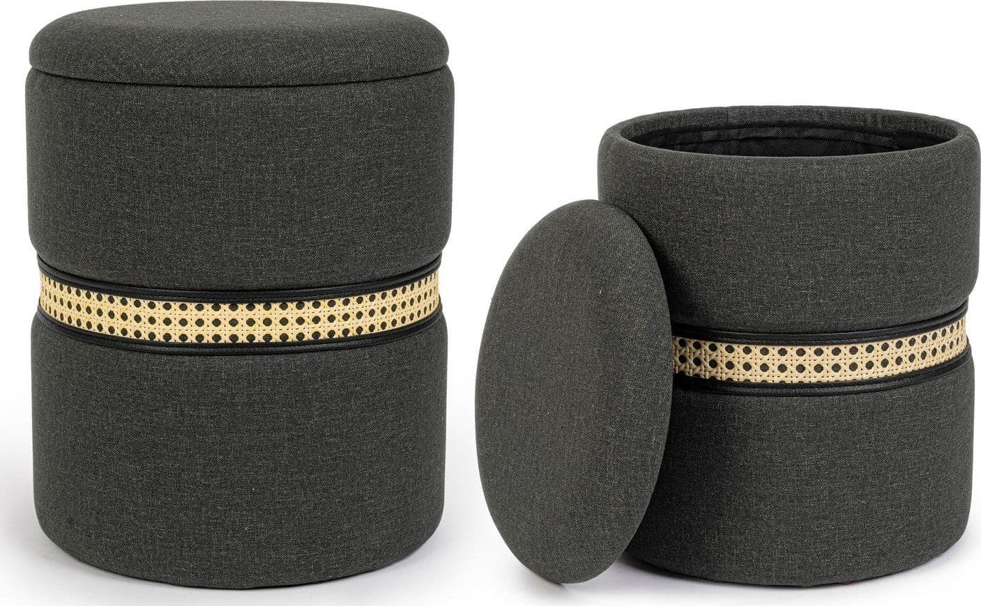 Poltrona Pouf "Karina" per interno, con struttura in mdf e compensato, set da 2 pezzi in Ottomane e poggiapiedi Decor Space - Altamura, commercioVirtuoso.it