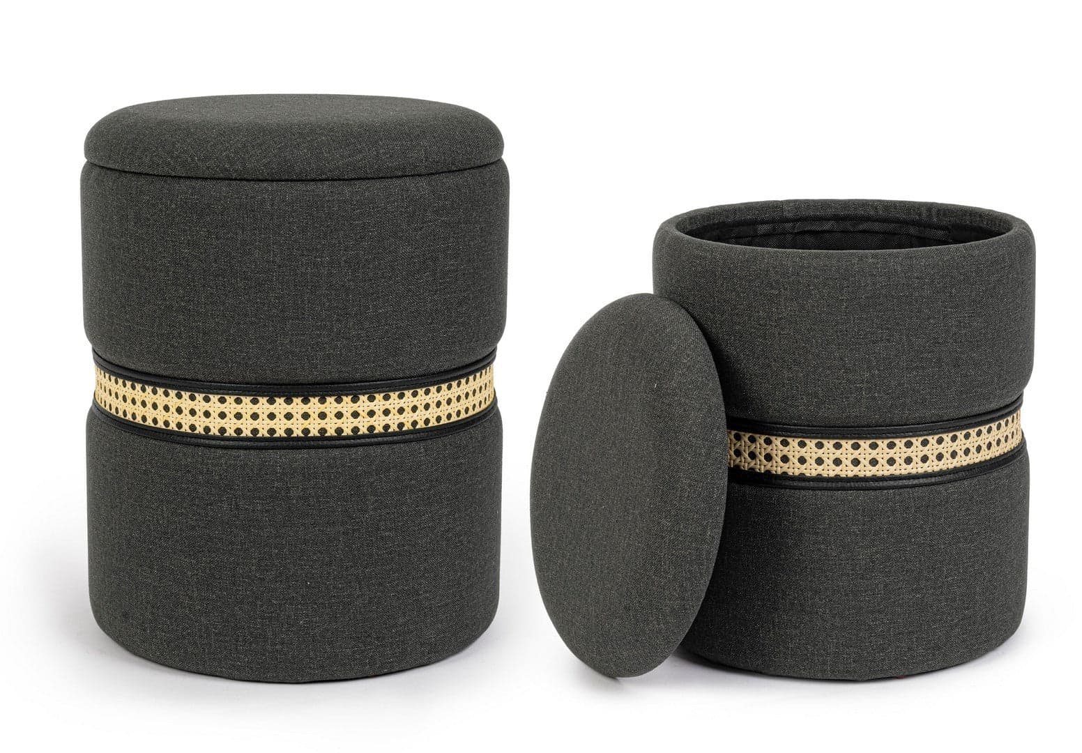 Poltrona Pouf "Karina" per interno, con struttura in mdf e compensato, set da 2 pezzi in Ottomane e poggiapiedi Decor Space - Altamura, commercioVirtuoso.it