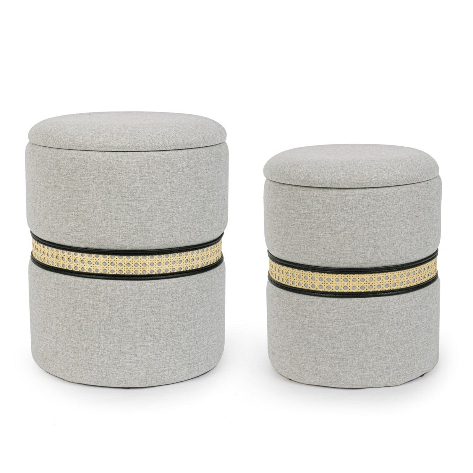 Poltrona Pouf "Karina" per interno, con struttura in mdf e compensato, set da 2 pezzi in Ottomane e poggiapiedi Decor Space - Altamura, commercioVirtuoso.it