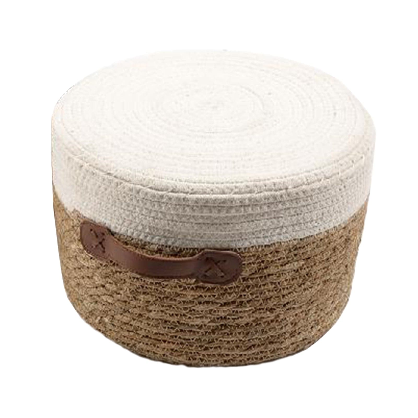 Pouf tondo con manico per arredamento moderno da 30 cm in Ottomane e poggiapiedi Decor Space - Altamura, commercioVirtuoso.it
