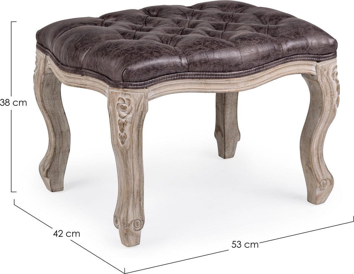 Poltrona Pouf "Diva" per interno, con struttura in rubber wood da 53x42x38cm in Ottomane e poggiapiedi Decor Space - Altamura, commercioVirtuoso.it