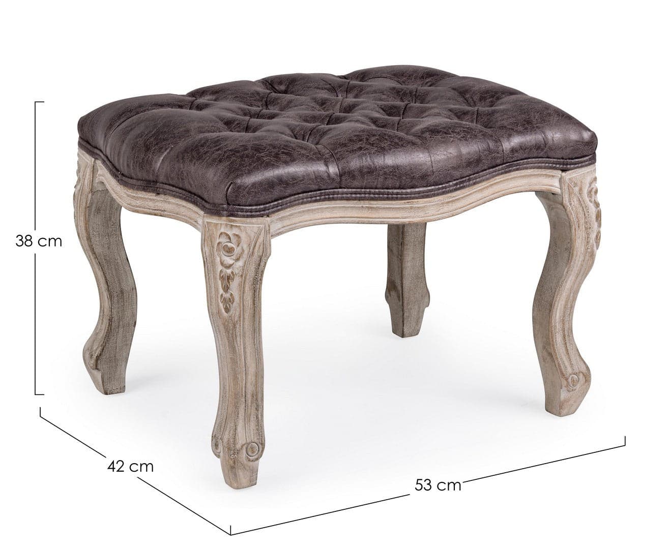 Poltrona Pouf "Diva" per interno, con struttura in rubber wood da 53x42x38cm in Ottomane e poggiapiedi Decor Space - Altamura, commercioVirtuoso.it